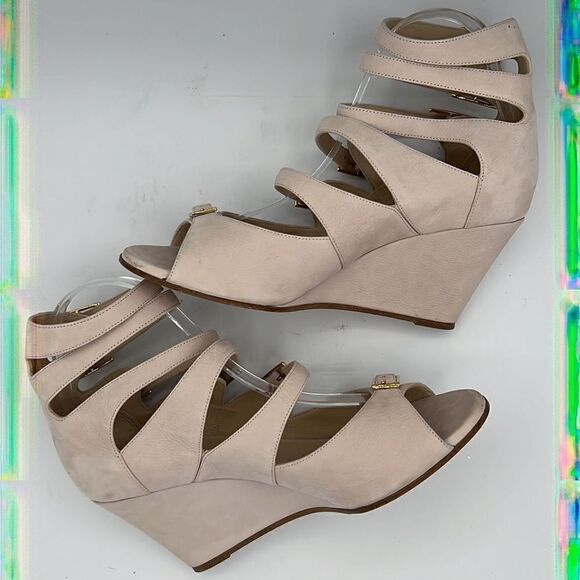 Chloé Buckled Wedge Pink Suede Sandals US 10/ EU 40 - Picture 7 of 11